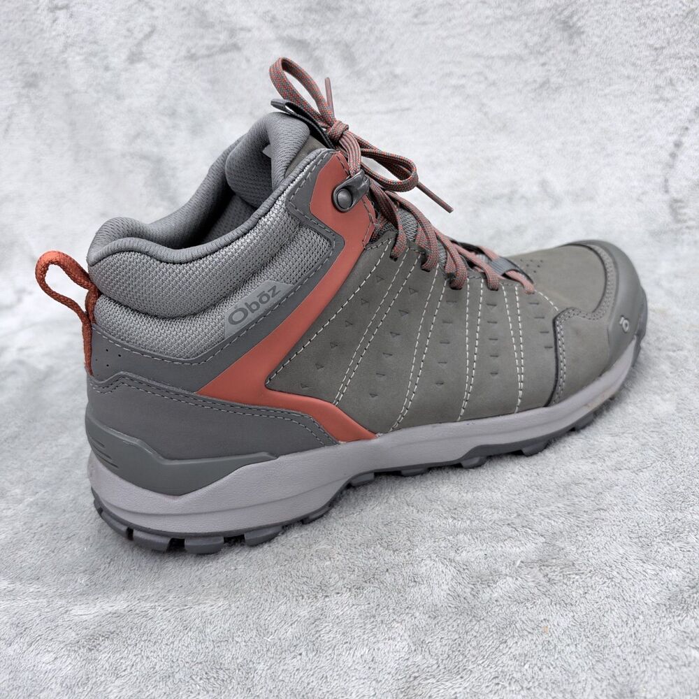 Oboz Sypes Mid B-Dry Men’s Gray/Orange Leather Waterproof Hiking Boots  Size 10 - Picture 8 of 12